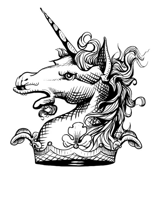 Close-up image of unicorn drawing.